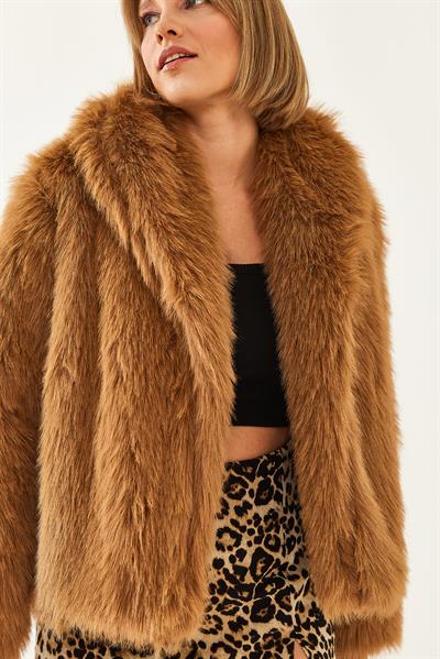 Premium Suni Kürk Ceket 60251922 - Camel