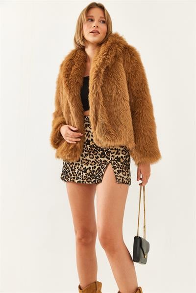 Premium Suni Kürk Ceket 60251922 - Camel