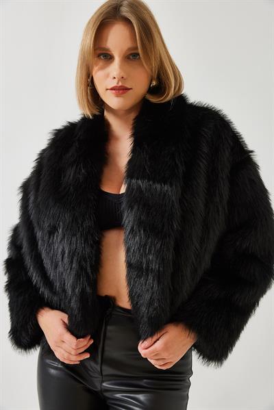 Premium Suni Kürk Ceket 60251922 - Siyah