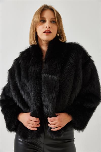Premium Suni Kürk Ceket 60251922 - Siyah