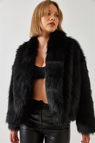 Premium Suni Kürk Ceket 60251922 - Siyah