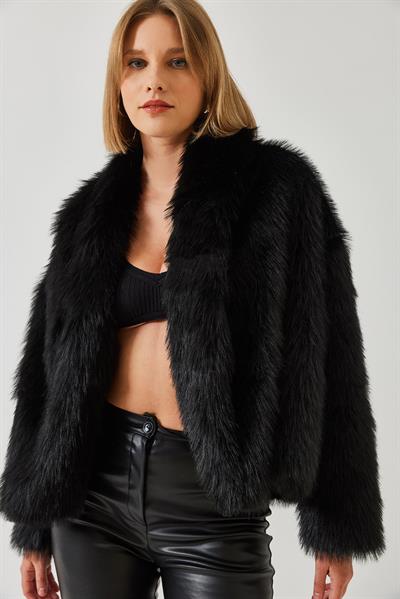 Premium Suni Kürk Ceket 60251922 - Siyah