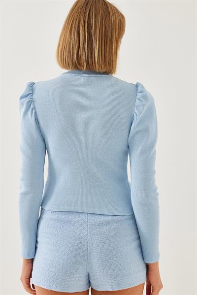 Kadın Prenses Kol Fitilli Bluz 2111 60351109 - Bebe Mavisi