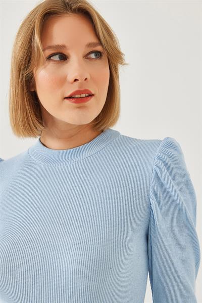 Kadın Prenses Kol Fitilli Bluz 2111 60351109 - Bebe Mavisi