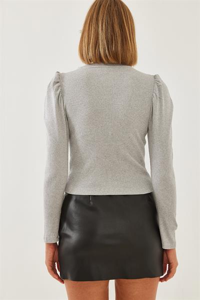 Kadın Prenses Kol Fitilli Bluz 2111 60351109 - Gri
