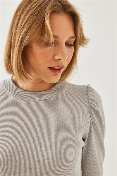 Kadın Prenses Kol Fitilli Bluz 2111 60351109 - Gri