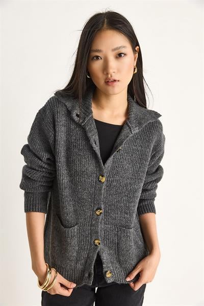 Selanik Örgü Cepli Triko Hırka 20246941 - Antrasit