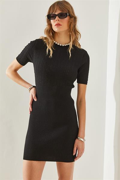 Kadın Sırt Detaylı Triko Elbise 20246136 - Siyah