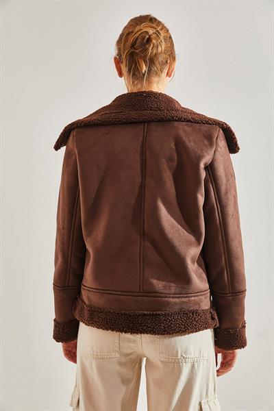 Kadın Süet Peluş Mont 60041023 - Kahverengi