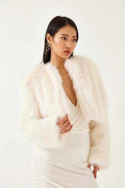 Suni Kürkllü Astarlı Mont 38119 60251968 - Ekru