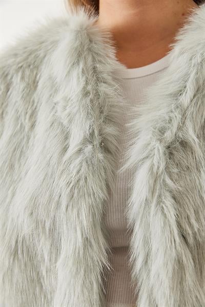 Suni Kürkllü Astarlı Mont 38119 60251968 - Buz Gri