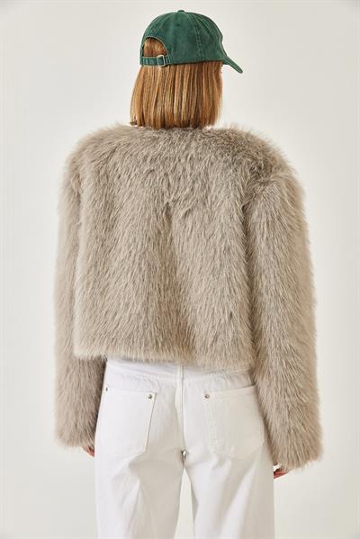 Suni Kürkllü Astarlı Mont 38119 60251968 - Taş