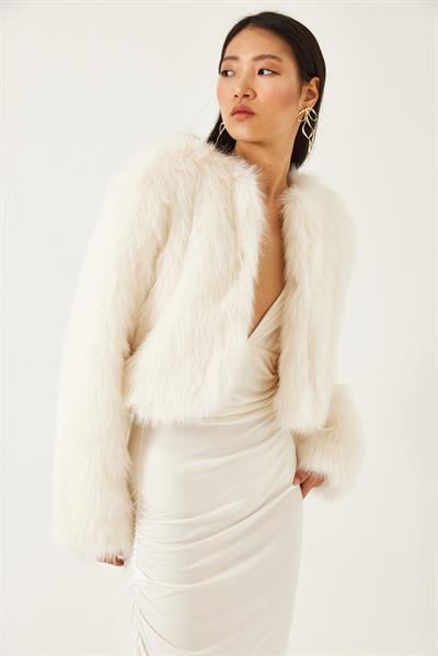Suni Kürkllü Astarlı Mont 38119 60251968 - Ekru