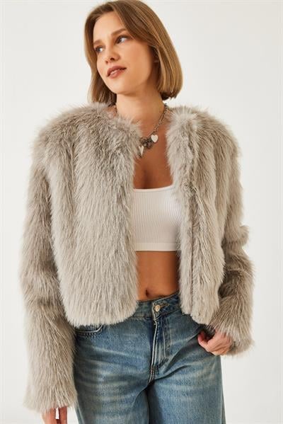 Suni Kürkllü Astarlı Mont 38119 60251968 - Vizon