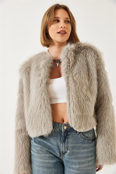 Suni Kürkllü Astarlı Mont 38119 60251968 - Vizon