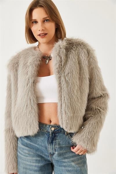 Suni Kürkllü Astarlı Mont 38119 60251968 - Vizon