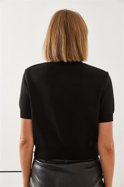 Taş İşlemeli Triko Hırka 14314 60351157 - Siyah