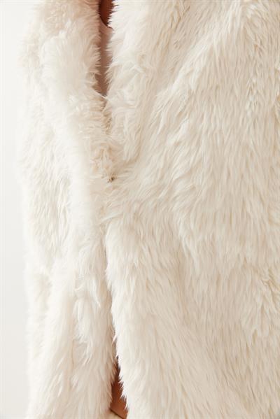 Tüylü Peluş Mont 9088 60351243 - Krem