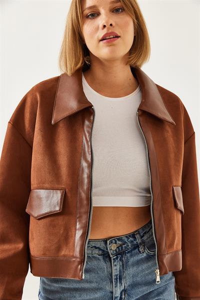 Uzun Kol Deri Ceket 241011 60261006 - Kahve