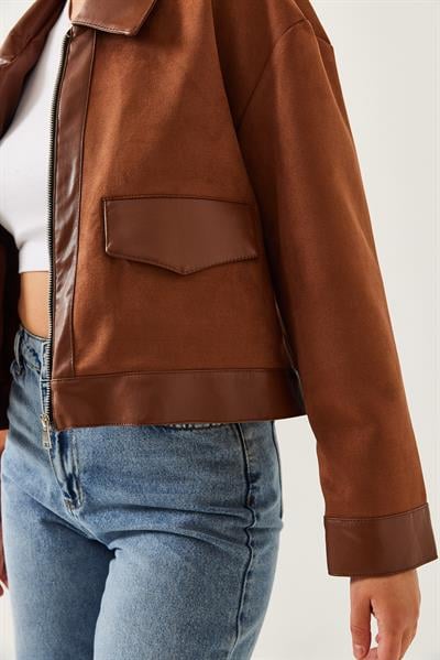 Uzun Kol Deri Ceket 241011 60261006 - Kahve