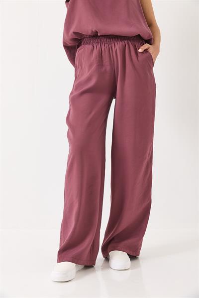 Kadın V Yaka Askılı Bluz Palazzo Pantolonlu Alt-Üst Takım 3142 60283115 - Eflatun