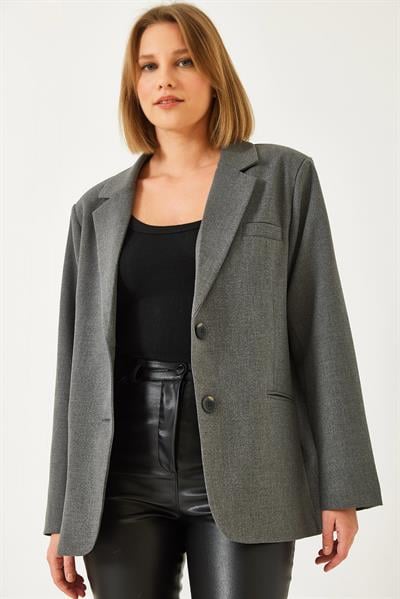 Kadın Vatkalı Çift Cepli Astarlı Blazer Ceket 3338 60261198 - Antrasit