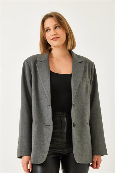 Kadın Vatkalı Çift Cepli Astarlı Blazer Ceket 3338 60261198 - Antrasit