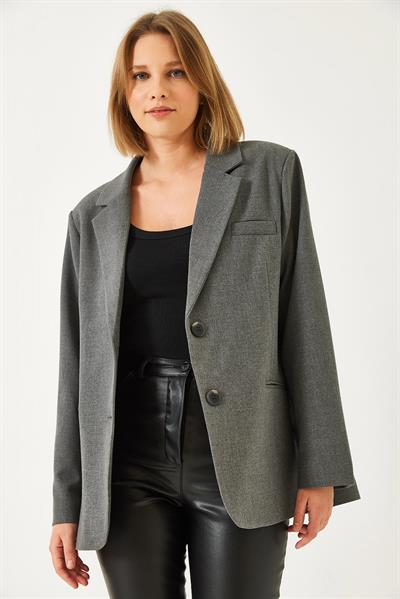 Kadın Vatkalı Çift Cepli Astarlı Blazer Ceket 3338 60261198 - Antrasit