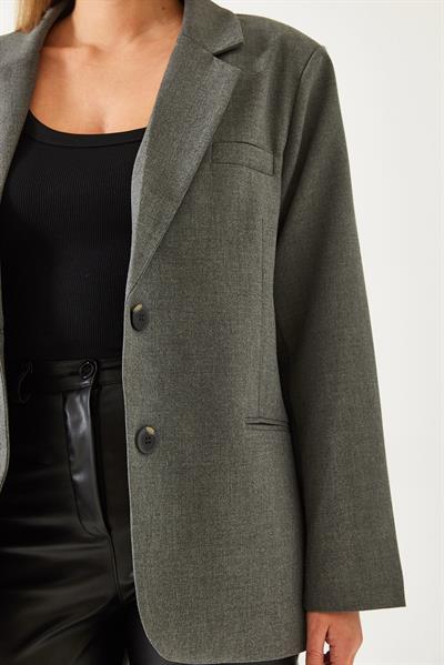Kadın Vatkalı Çift Cepli Astarlı Blazer Ceket 3338 60261198 - Antrasit