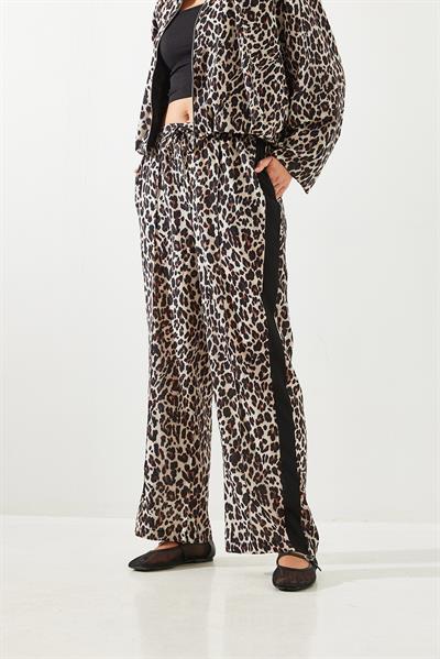 Kadın Yan Çizgili Leopar Jogger Pantolon MBMS015 60501015 - Leopar