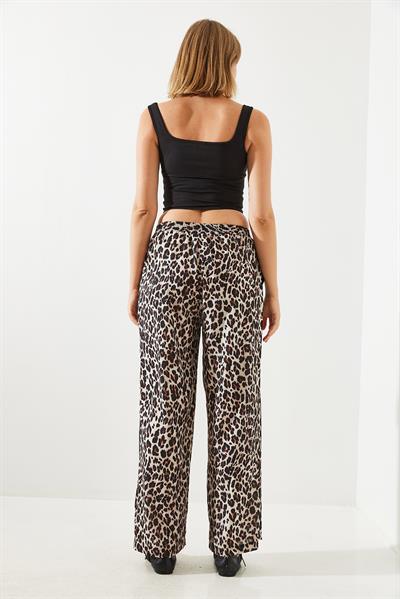 Kadın Yan Çizgili Leopar Jogger Pantolon MBMS015 60501015 - Leopar