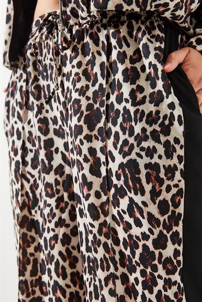 Kadın Yan Çizgili Leopar Jogger Pantolon MBMS015 60501015 - Leopar