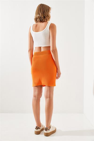 Kadın Yırtmaç Detaylı Basic Etek 20223058 - turuncu