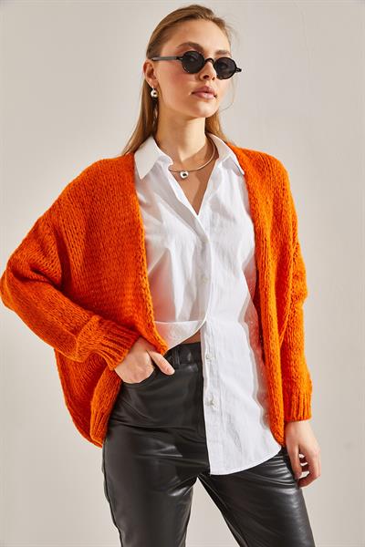 Kadın Yumoş Triko Hırka STK232 - turuncu