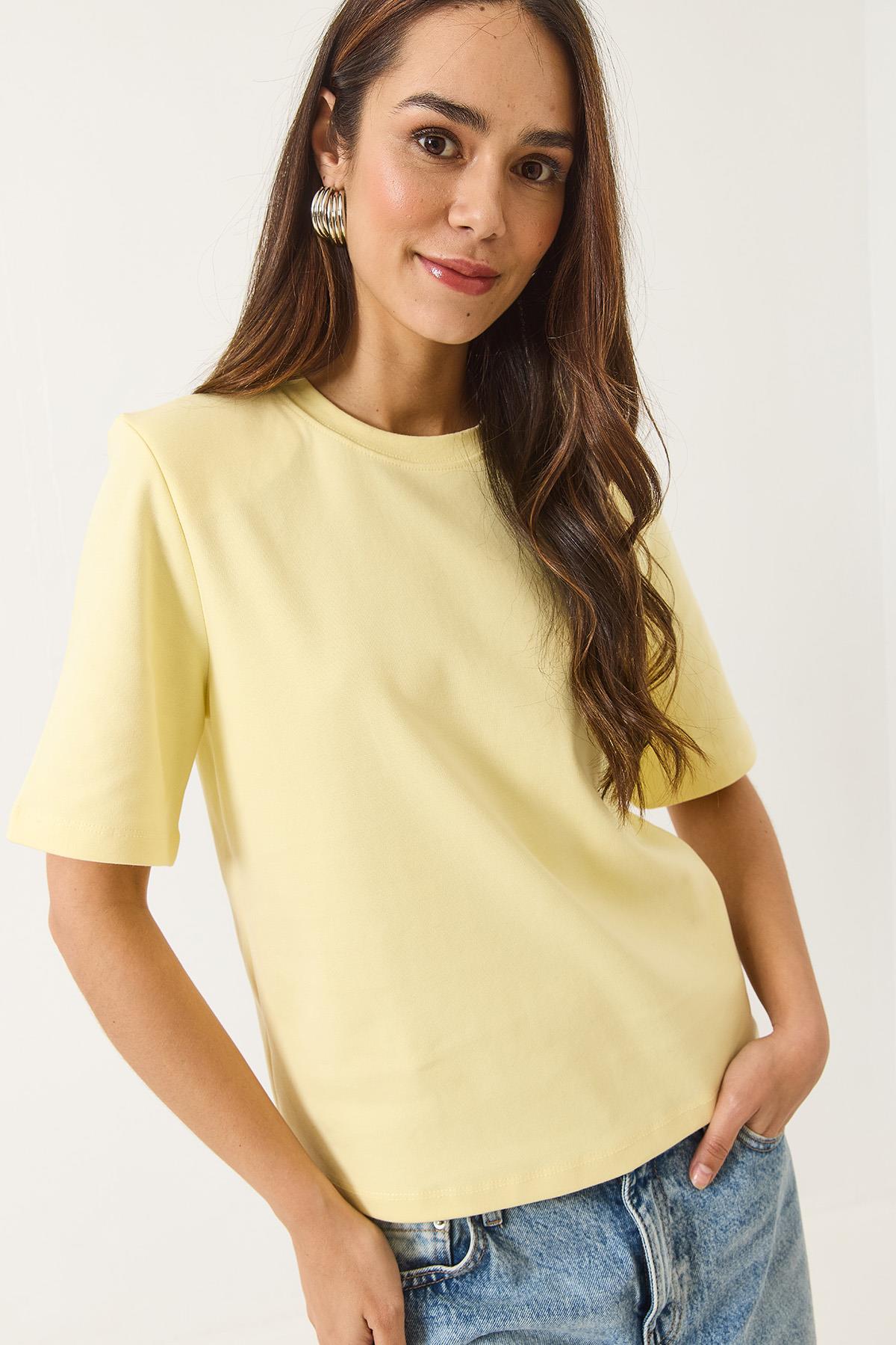 Kadın Bisiklet Yaka Vatkalı Pamuklu Basic T-Shirt 241134 60283128 - Tereyağ · 5