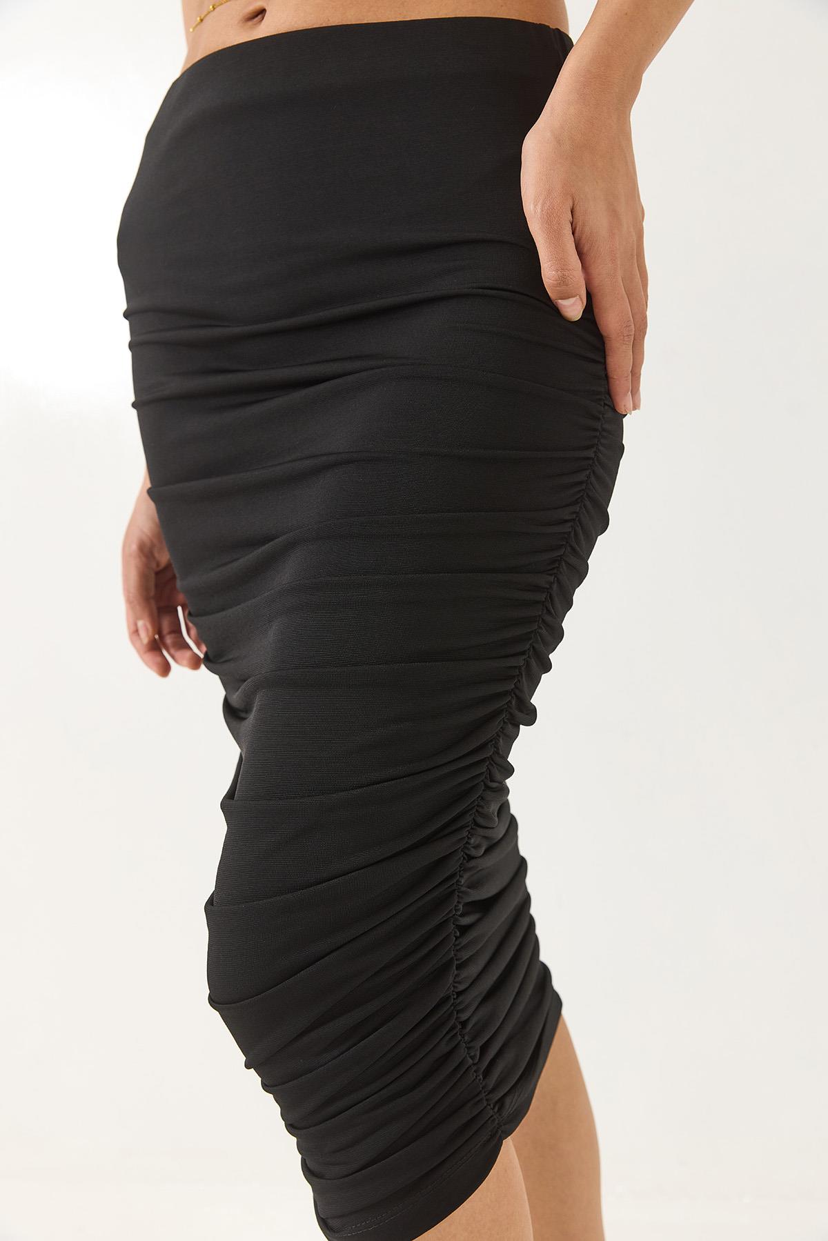 Kadın Büzgü Detaylı Crop Candy Alt-Üst Takım 60283136 - Siyah · 7