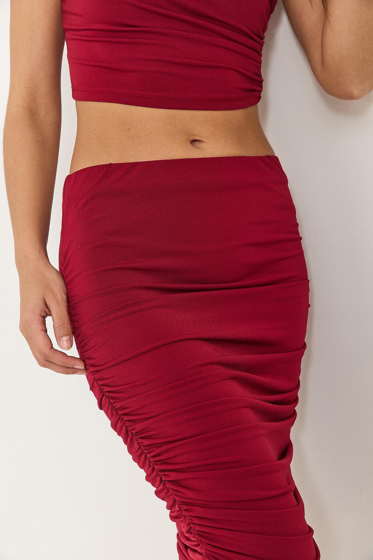 Kadın Büzgü Detaylı Crop Candy Alt-Üst Takım 60283136 - Bordo · 6
