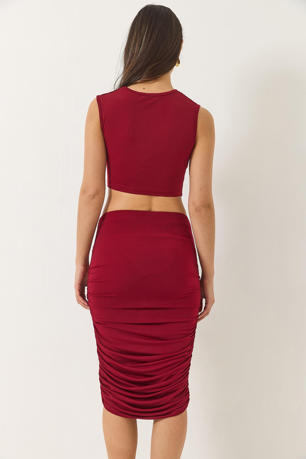 Kadın Büzgü Detaylı Crop Candy Alt-Üst Takım 60283136 - Bordo · 8