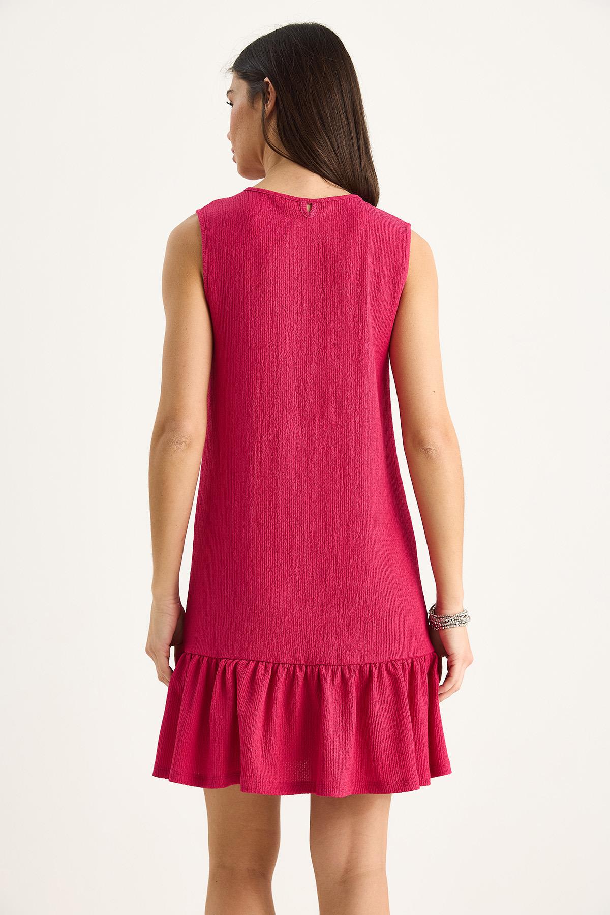 Kadın Kalın Askılı Rahat Kesim Volanlı Bürümcük Elbise 60283373 - Fuşya · 8