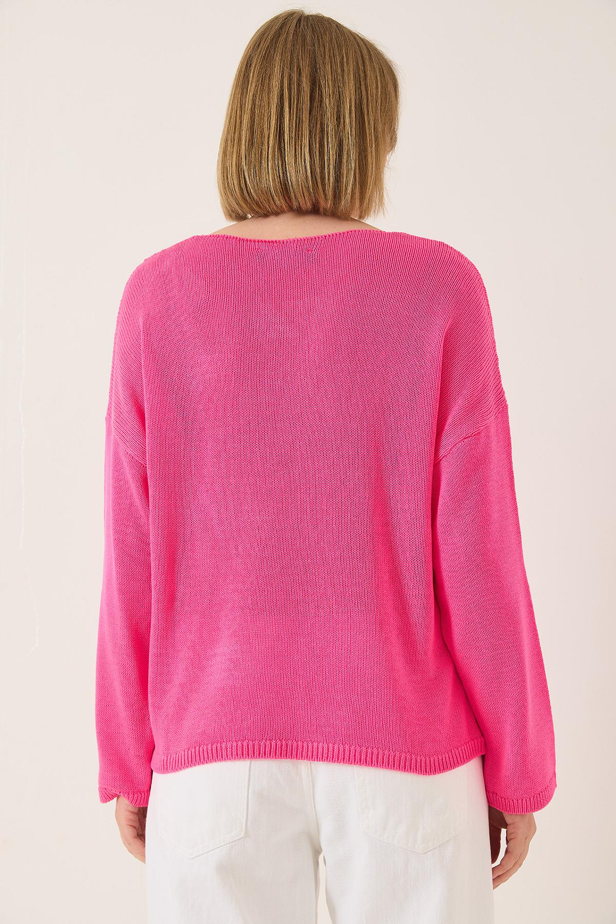 Kadın Kayık Yaka Triko Merserize Basic Bluz 251014 60283138 - Neon Pembe · 6
