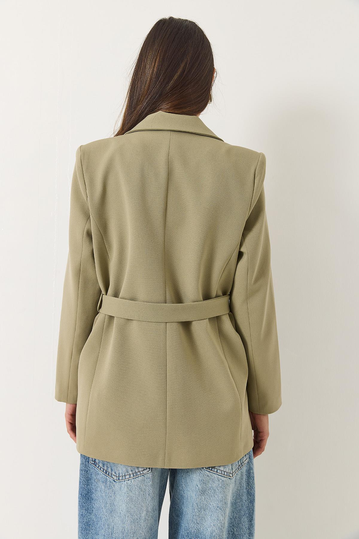 Kadın Kemer Detaylı Astarlı Blazer Ceket 8132 60283134 - Mint Yeşili · 7