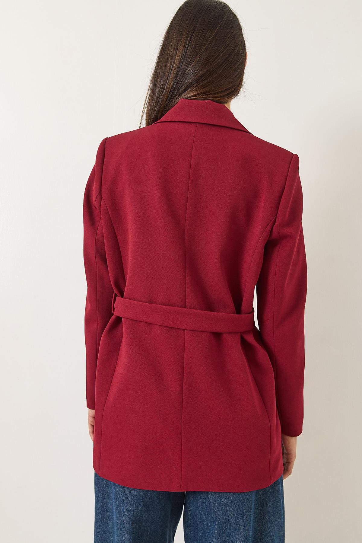 Kadın Kemer Detaylı Astarlı Blazer Ceket 8132 60283134 - Bordo · 6