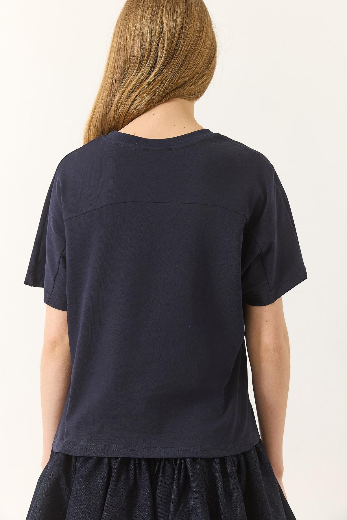 Kadın Organik Pamuklu Regular Kalıp Bisiklet Yaka Basic Kısa Kollu T-Shirt 60602048 - Lacivert · 7