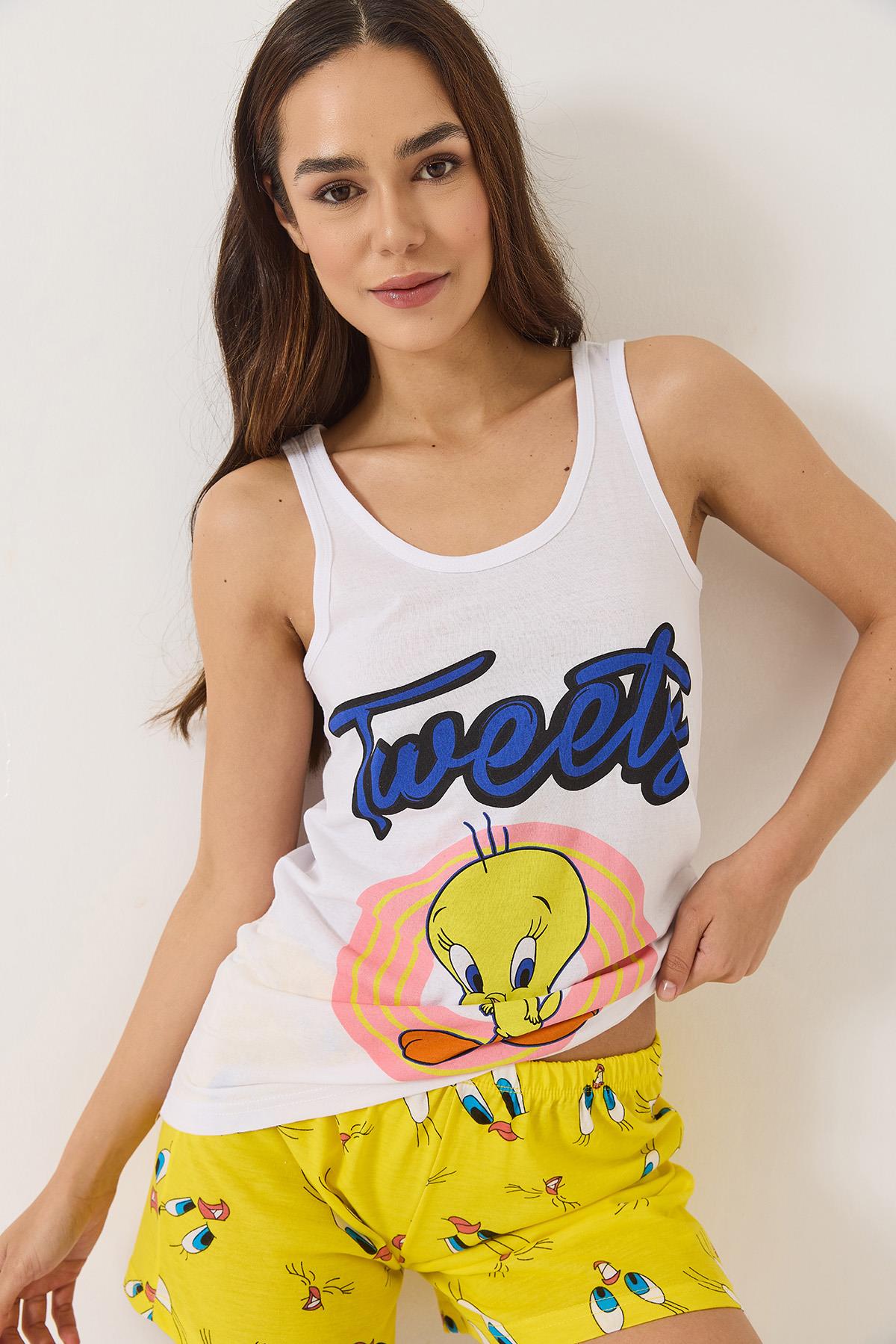 Kadın Tweety Baskılı Şortlu Pijama Takımı 60283168 - Sarı · 4