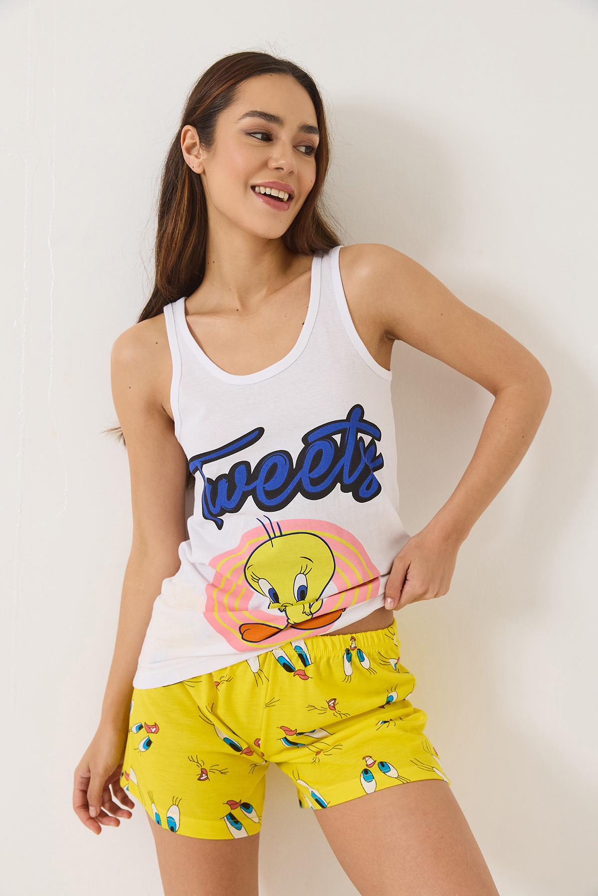 Kadın Tweety Baskılı Şortlu Pijama Takımı 60283168 - Sarı · 3