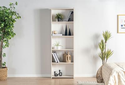 Ceramical KTS2 Modern 5 Raflı Kitaplık - 60x180 Cm - Vizon Bej