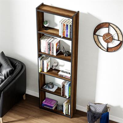 Ceramical KTS2 Modern 5 Raflı Kitaplık - 60x180cm - Ceviz