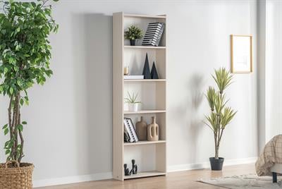 Ceramical KTS2 Modern 5 Raflı Kitaplık - 60x180 Cm - Vizon Bej