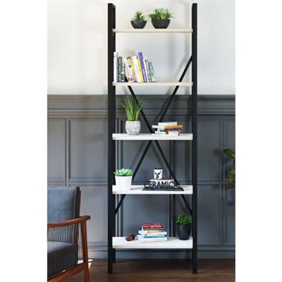 Ceramical Metal Ayaklı 5 Raflı Kitaplık - 60x180cm - Beyaz