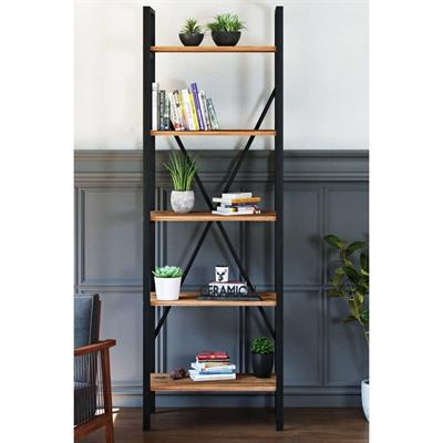 Ceramical Metal Ayaklı 5 Raflı Kitaplık - 60x180cm - Ceviz